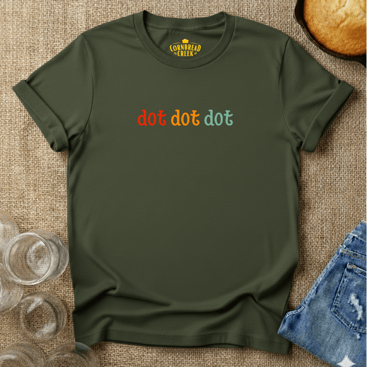 dot dot dot T-Shirt Chicken and Rural Homestead Graphic tee Cornbread Creek