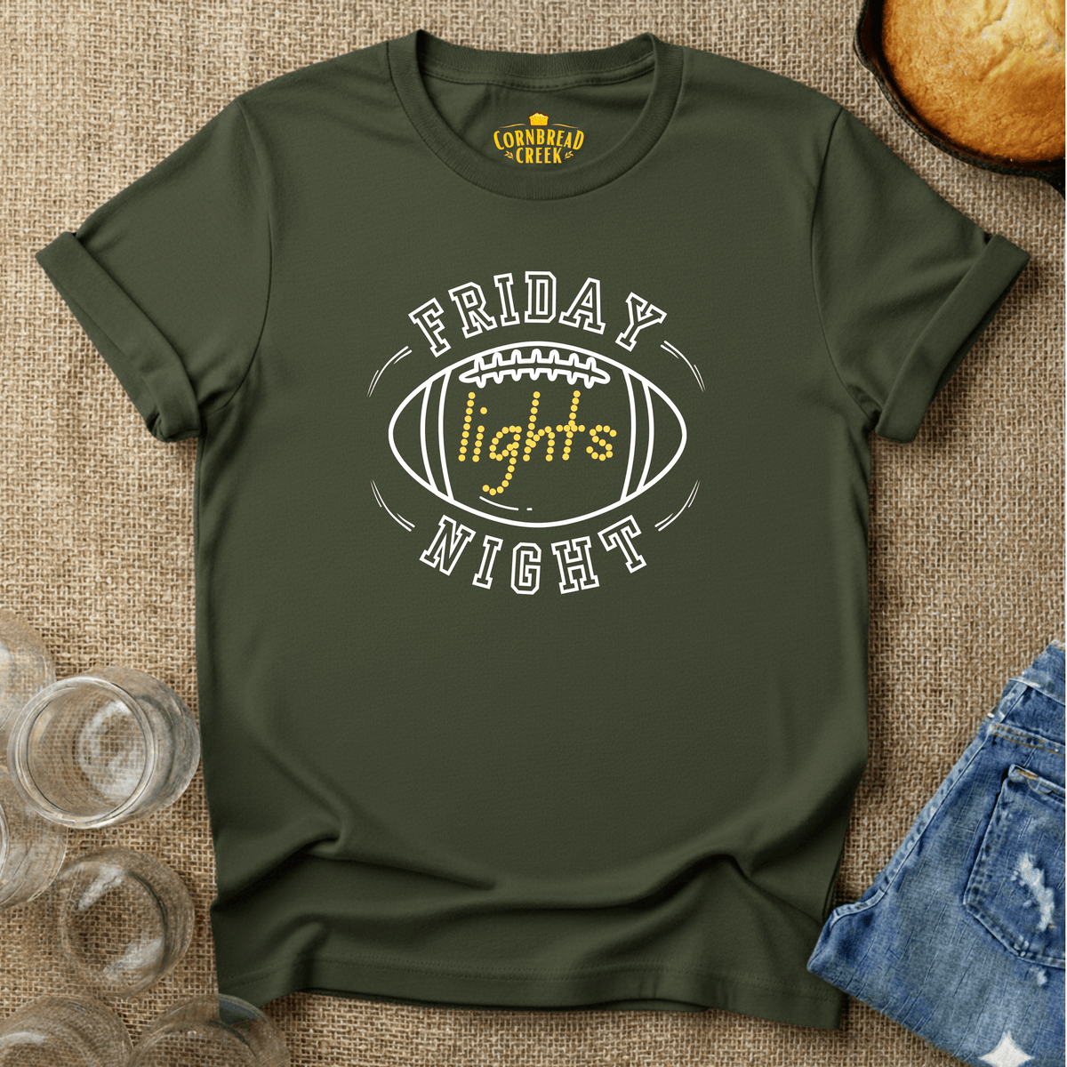 Friday Night Lights T-Shirt Chicken and Rural Homestead Graphic tee Cornbread Creek