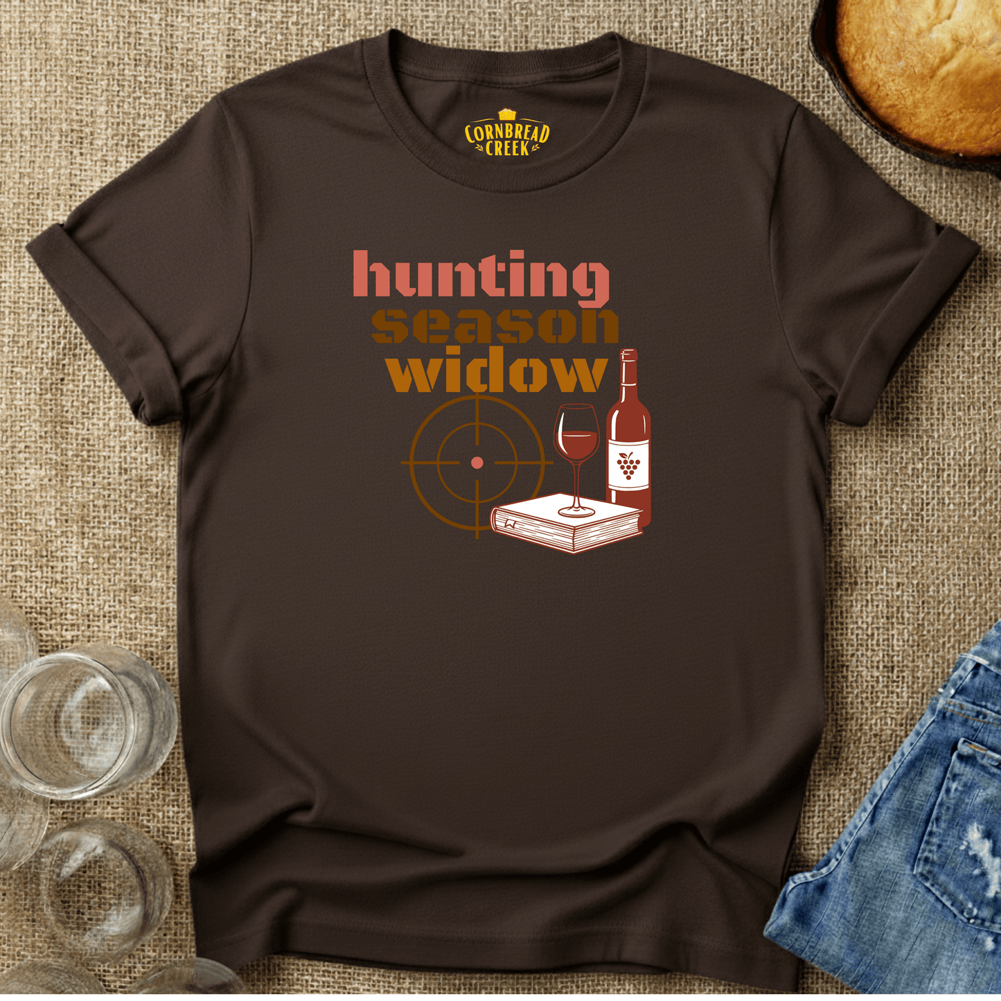 Hunting Season Widow T-Shirt Chicken and Rural Homestead Graphic tee Cornbread Creek
