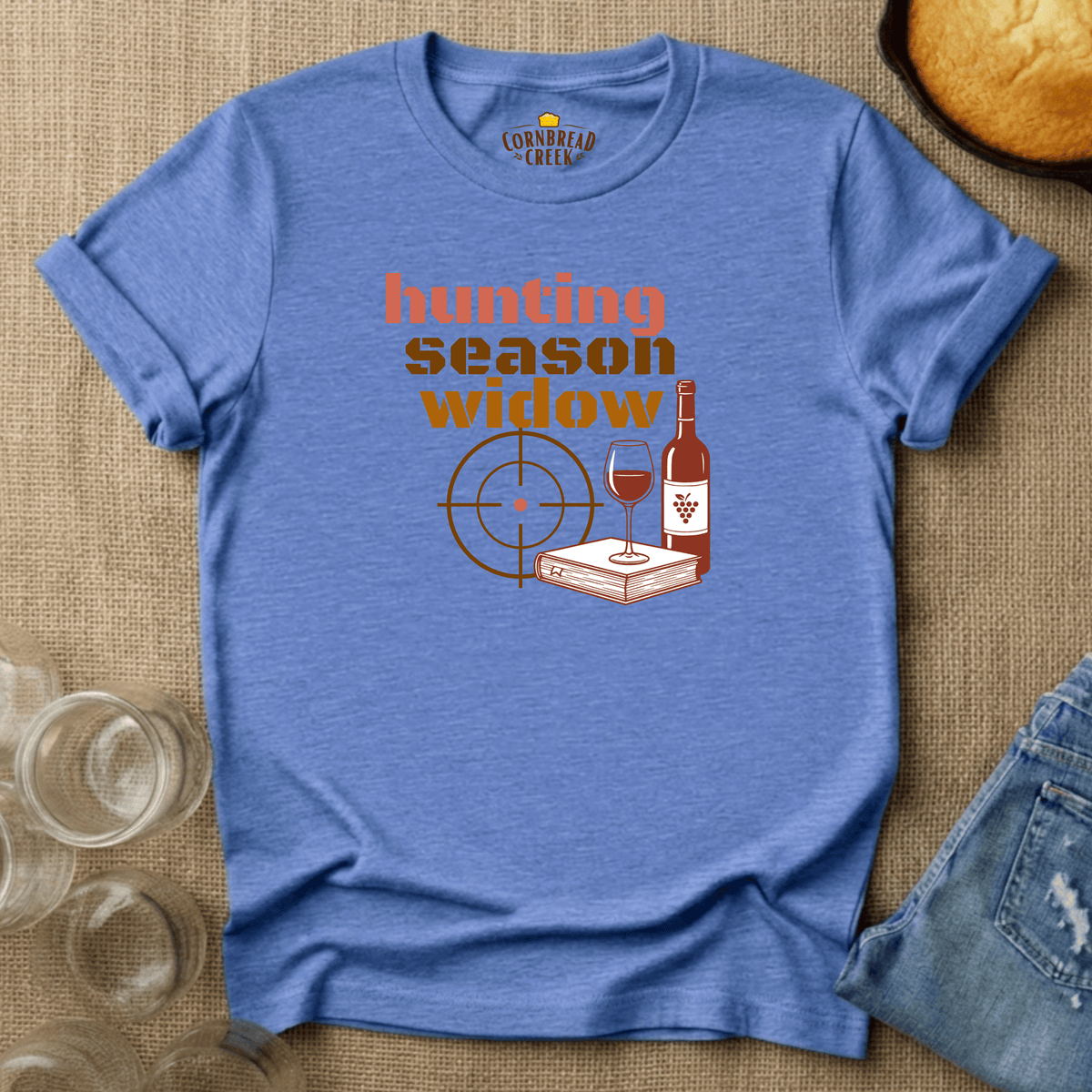 Hunting Season Widow T-Shirt Chicken and Rural Homestead Graphic tee Cornbread Creek