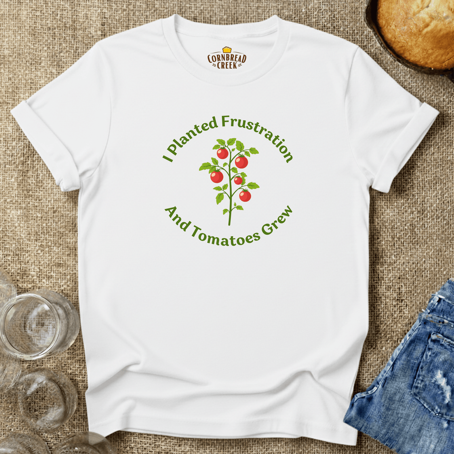 I Planted Frustration. And Tomatos Grew. T-Shirt Chicken and Rural Homestead Graphic tee Cornbread Creek