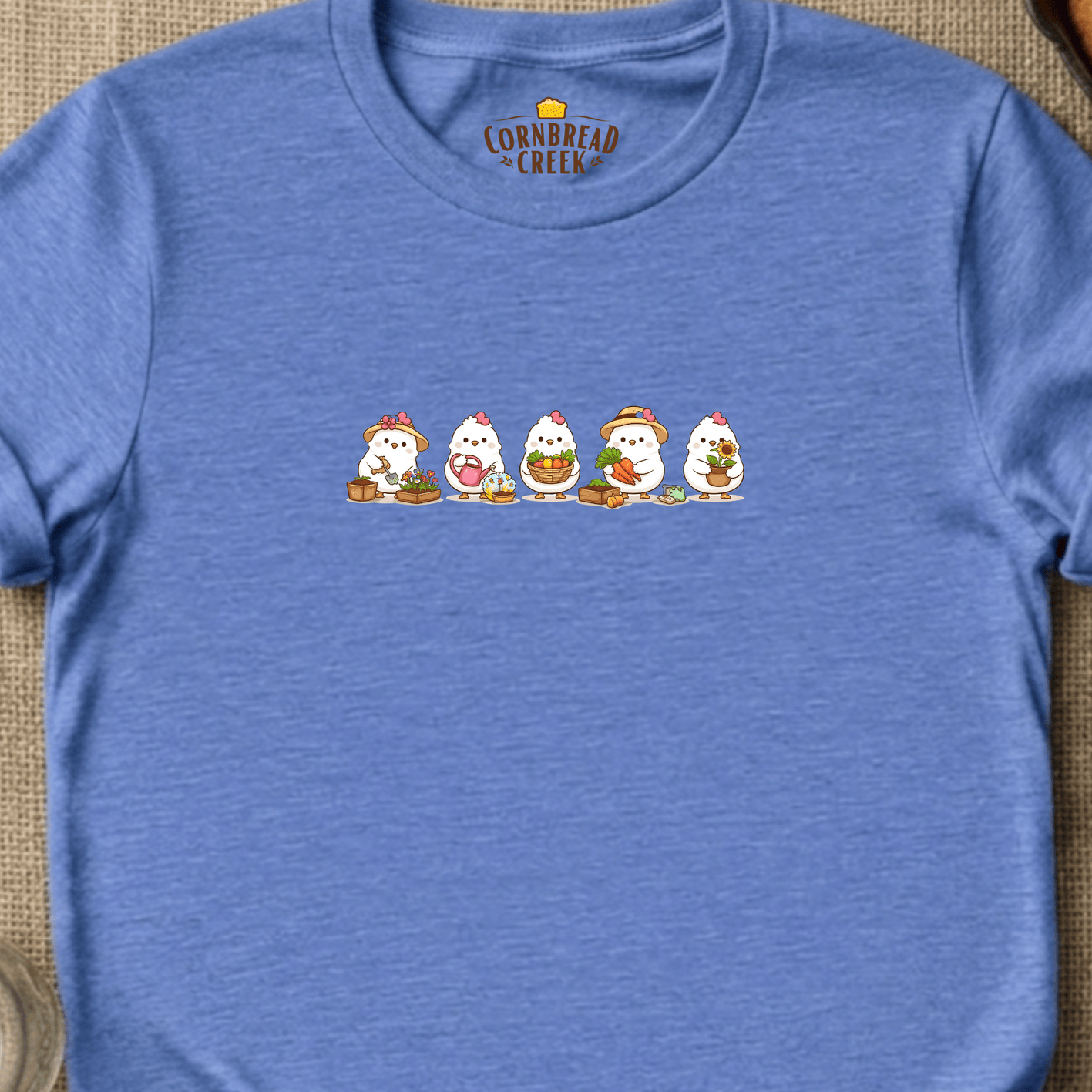 Kawaii Chicken Garden Club T-Shirt Chicken and Rural Homestead Graphic tee Cornbread Creek