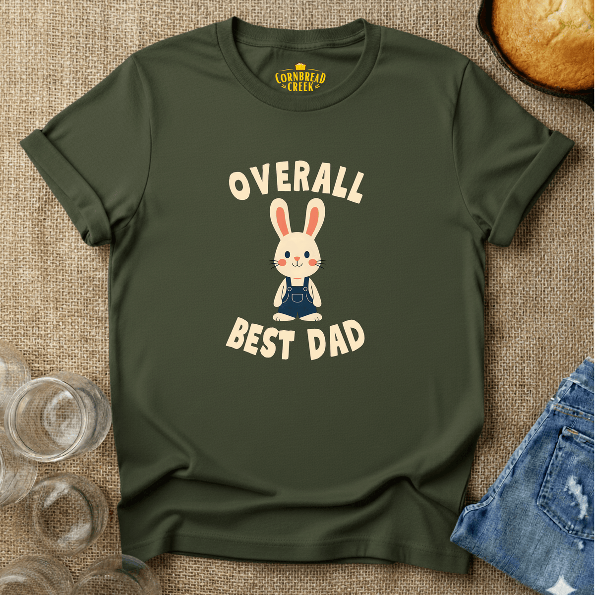 Overall Best Dad T-Shirt Chicken and Rural Homestead Graphic tee Cornbread Creek