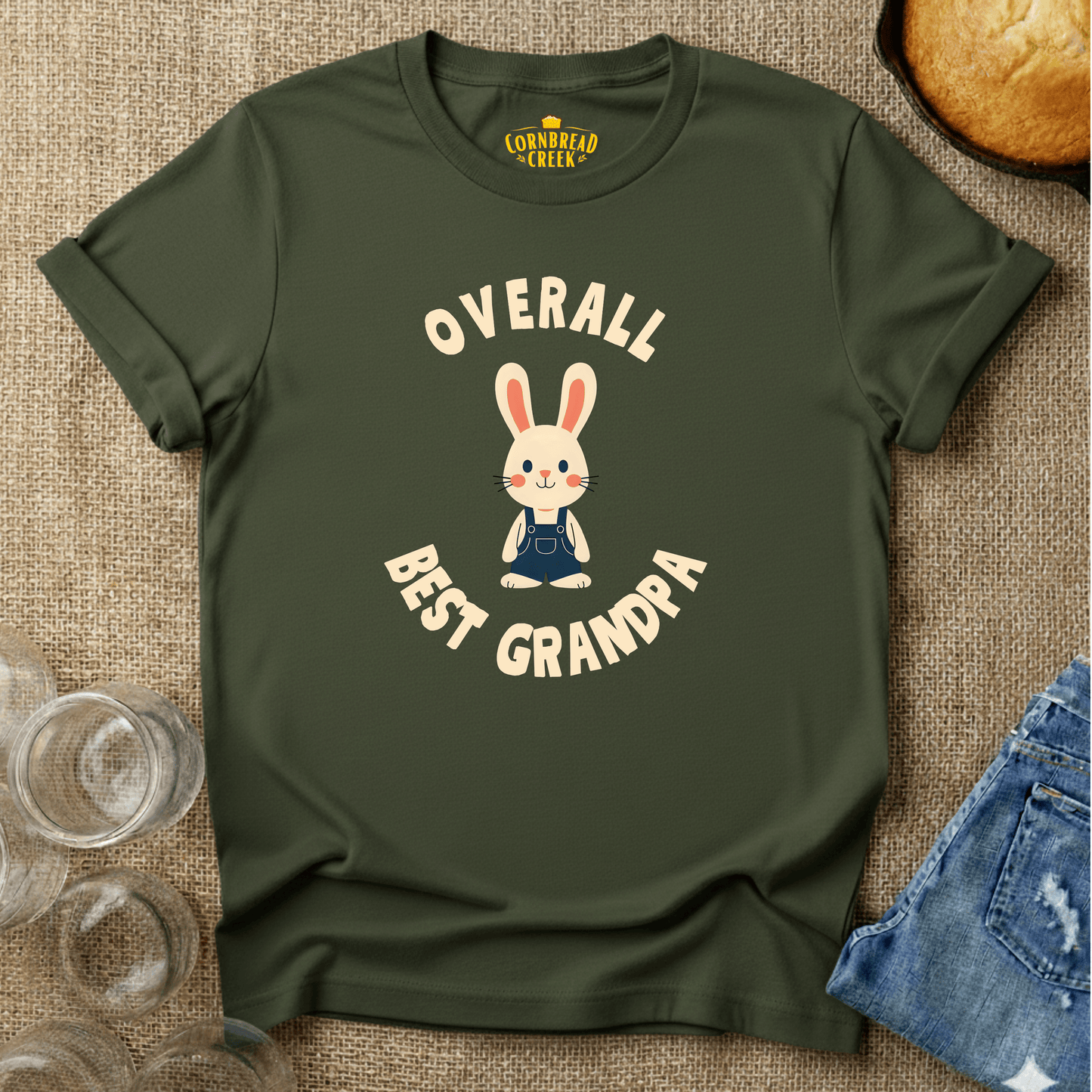 Overall Best Grandpa T-Shirt Chicken and Rural Homestead Graphic tee Cornbread Creek