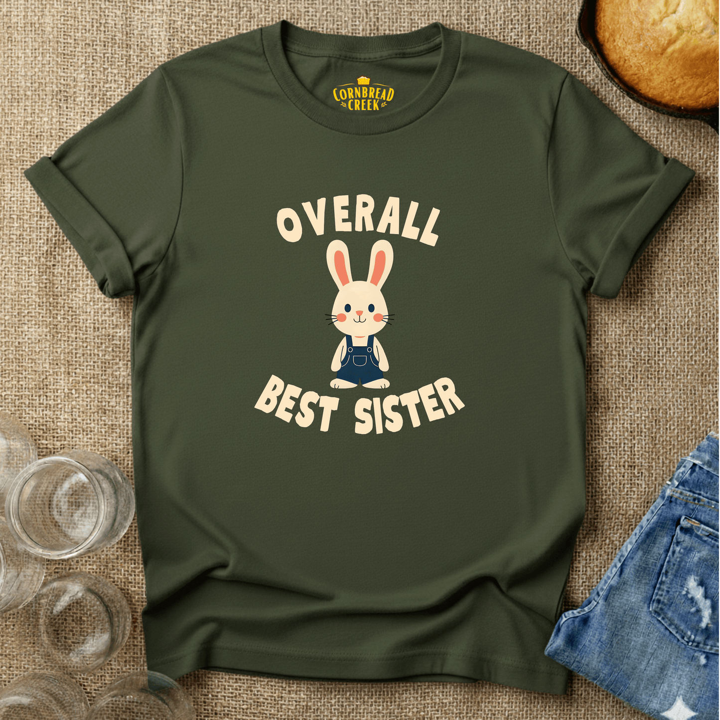 Overall Best Sis T-Shirt Chicken and Rural Homestead Graphic tee Cornbread Creek