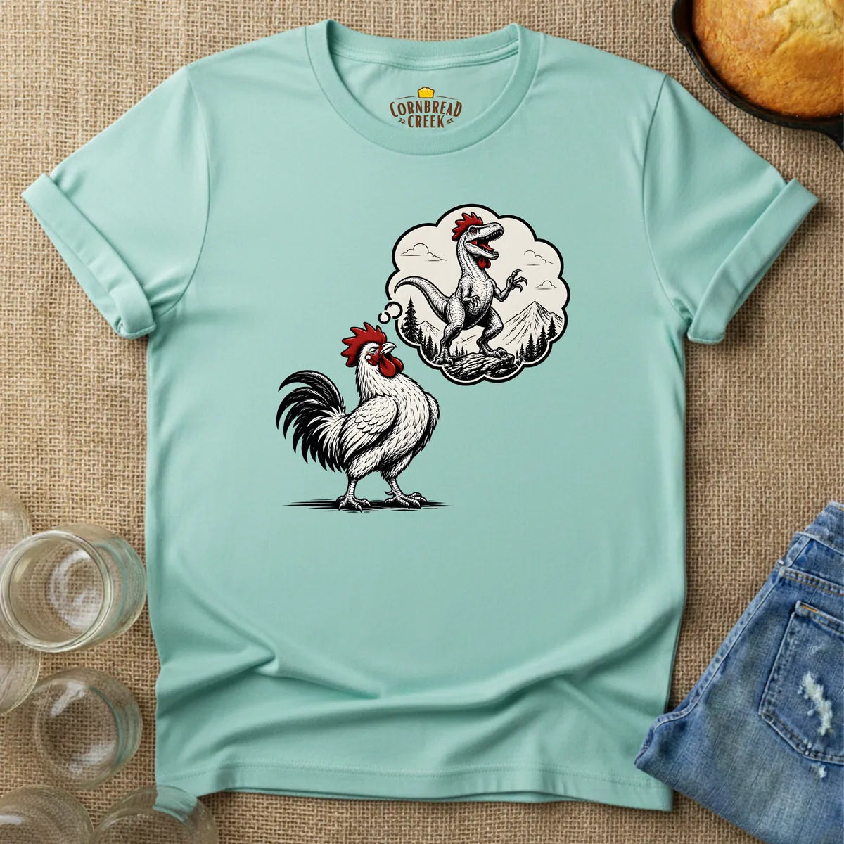 What Do Roosters Dream About T-Shirt Chicken and Rural Homestead Graphic tee Cornbread Creek