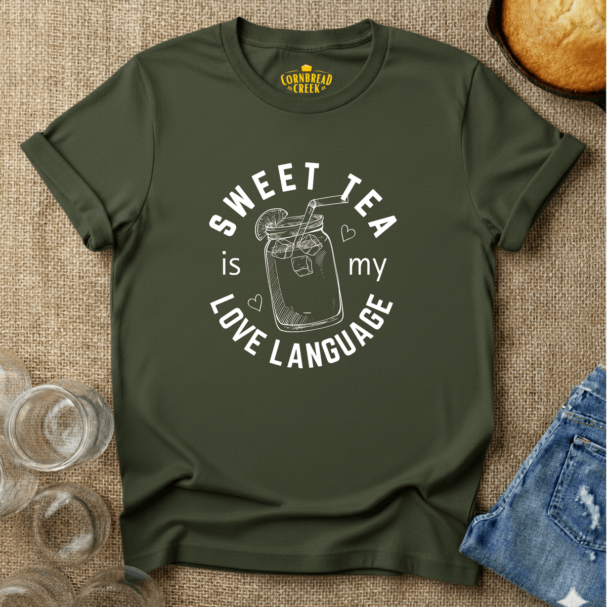 Sweet Tea Is My Love Language T-Shirt Chicken and Rural Homestead Graphic tee Cornbread Creek