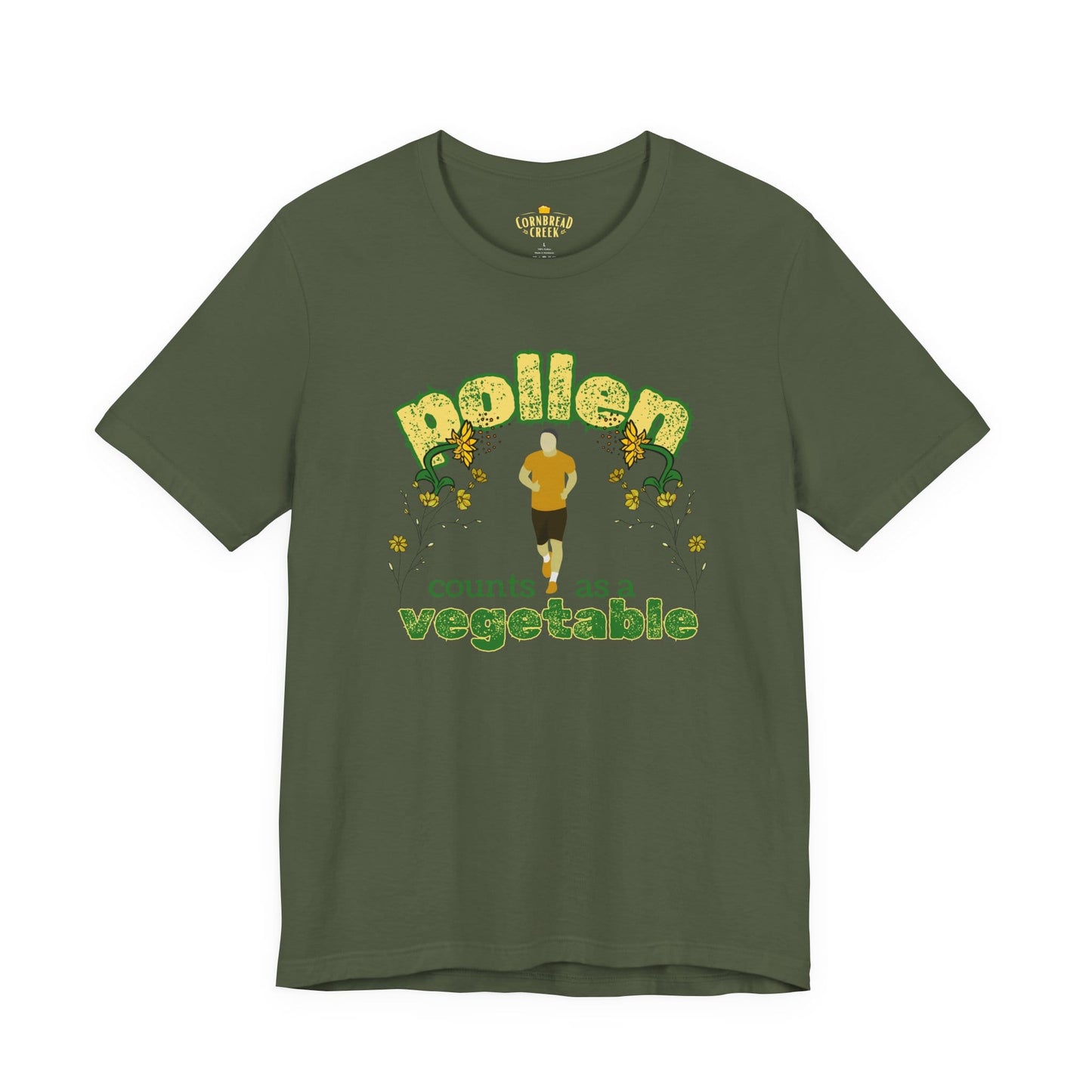 Pollen Counts as a Vegetable - Male Runner T-Shirt Chicken and Rural Homestead Graphic tee Cornbread Creek