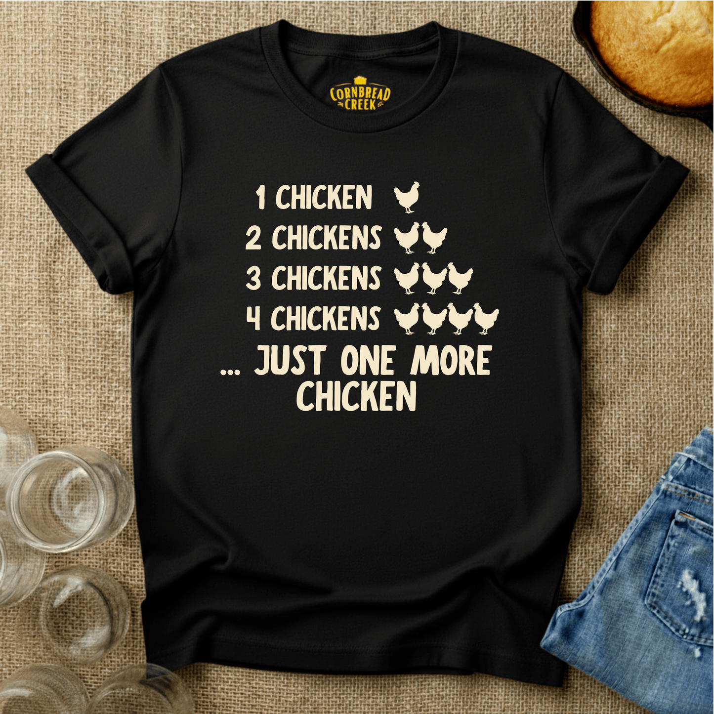 One Chicken, Two Chickens... T-Shirt Chicken and Rural Homestead Graphic tee Cornbread Creek