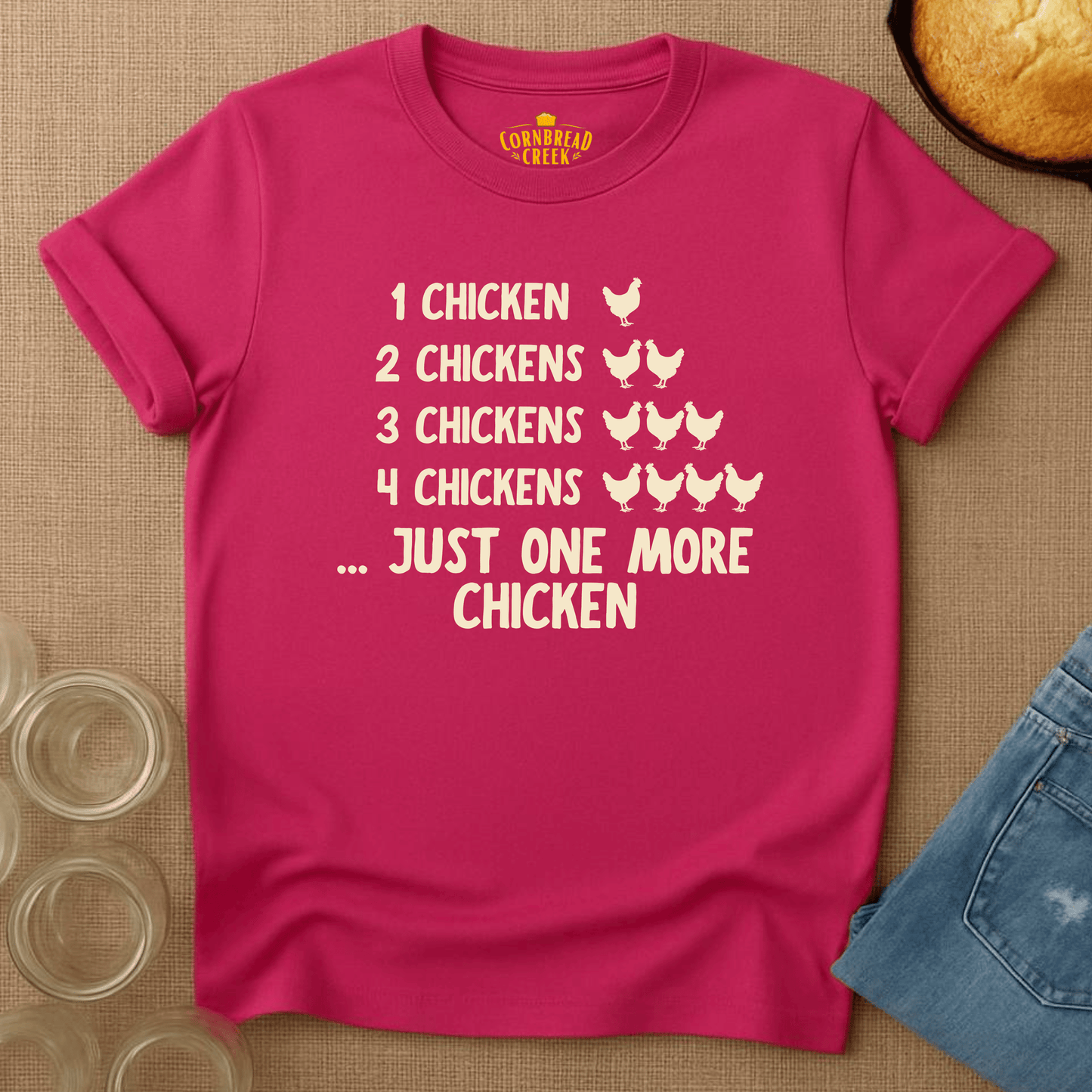 One Chicken, Two Chickens... T-Shirt Chicken and Rural Homestead Graphic tee Cornbread Creek