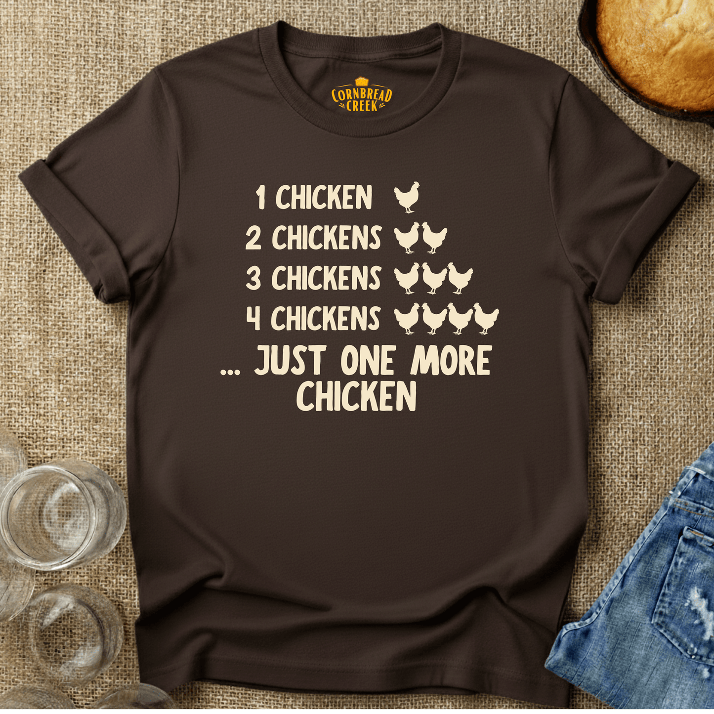One Chicken, Two Chickens... T-Shirt Chicken and Rural Homestead Graphic tee Cornbread Creek