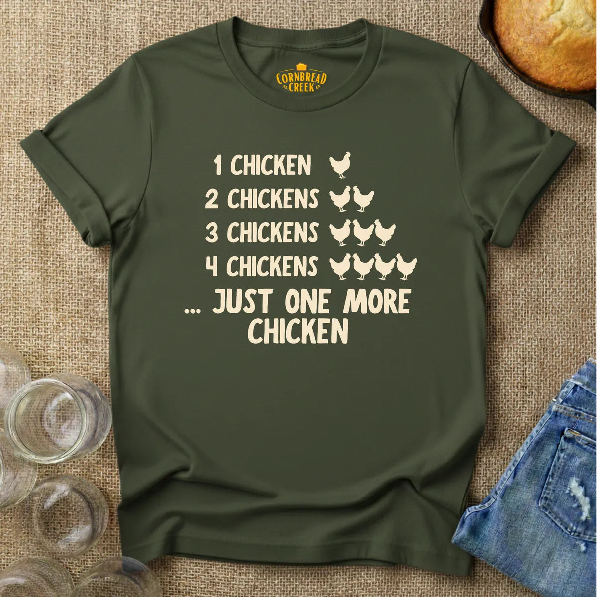 One Chicken, Two Chickens... T-Shirt Chicken and Rural Homestead Graphic tee Cornbread Creek
