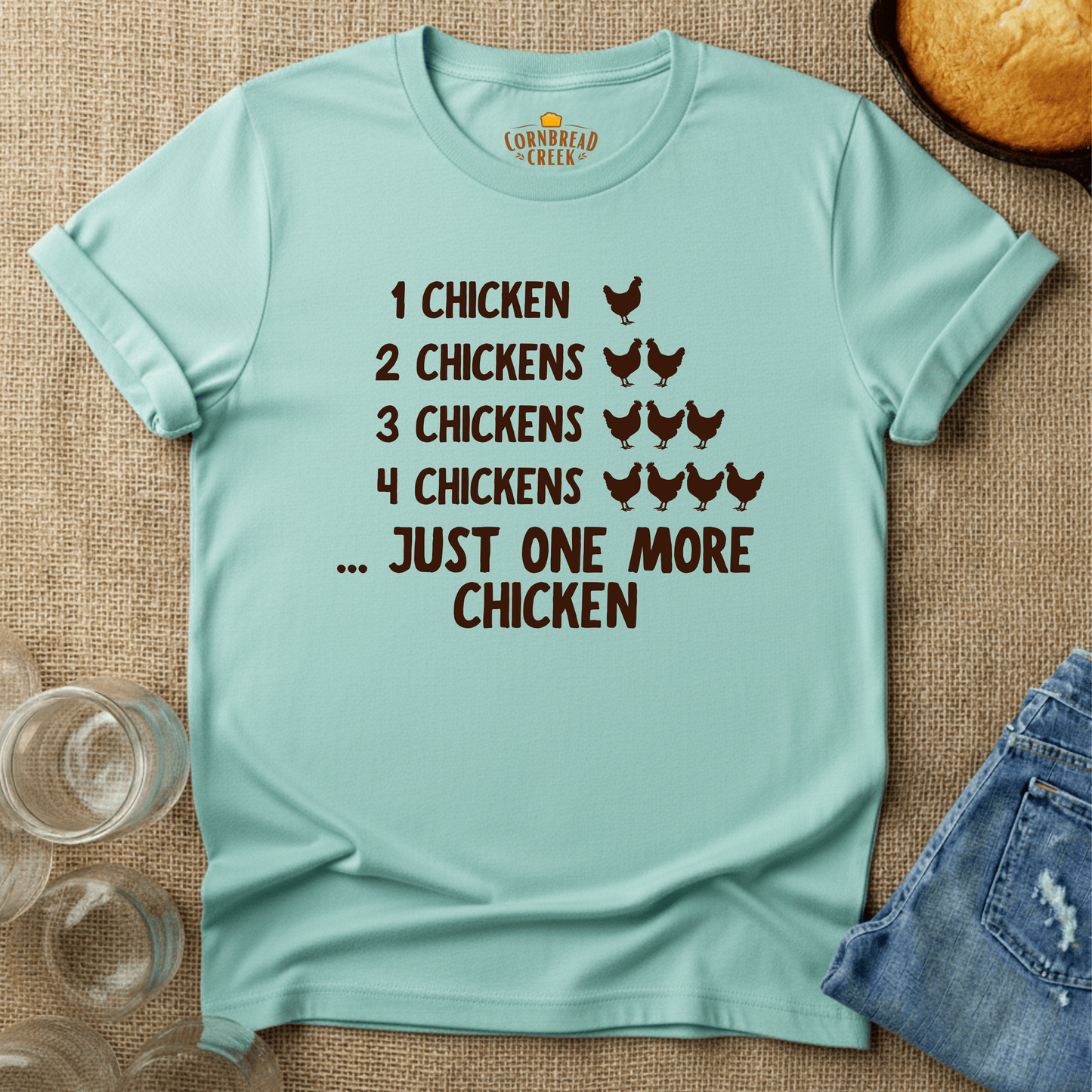 One Chicken, Two Chickens... T-Shirt Chicken and Rural Homestead Graphic tee Cornbread Creek