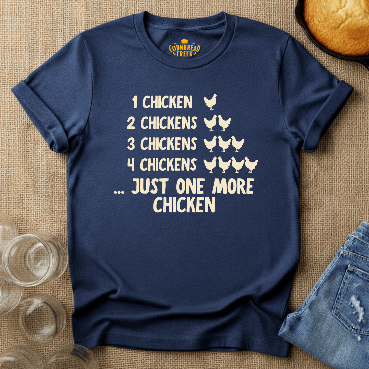 One Chicken, Two Chickens... T-Shirt Chicken and Rural Homestead Graphic tee Cornbread Creek