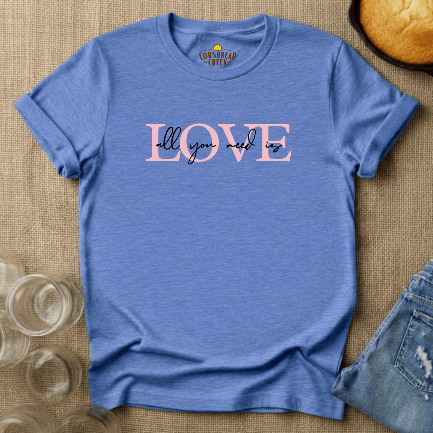 All you need is LOVE T-Shirt Chicken and Rural Homestead Graphic tee Cornbread Creek