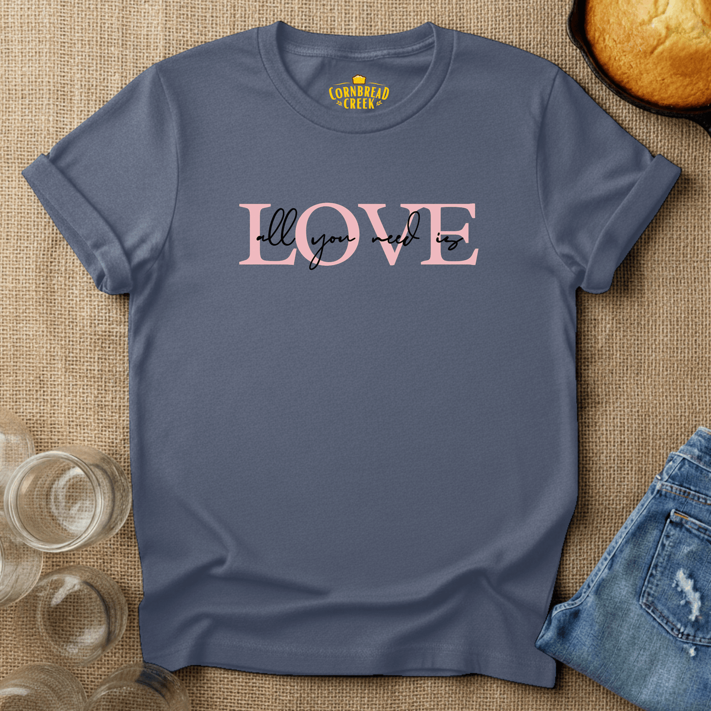 All you need is LOVE T-Shirt Chicken and Rural Homestead Graphic tee Cornbread Creek