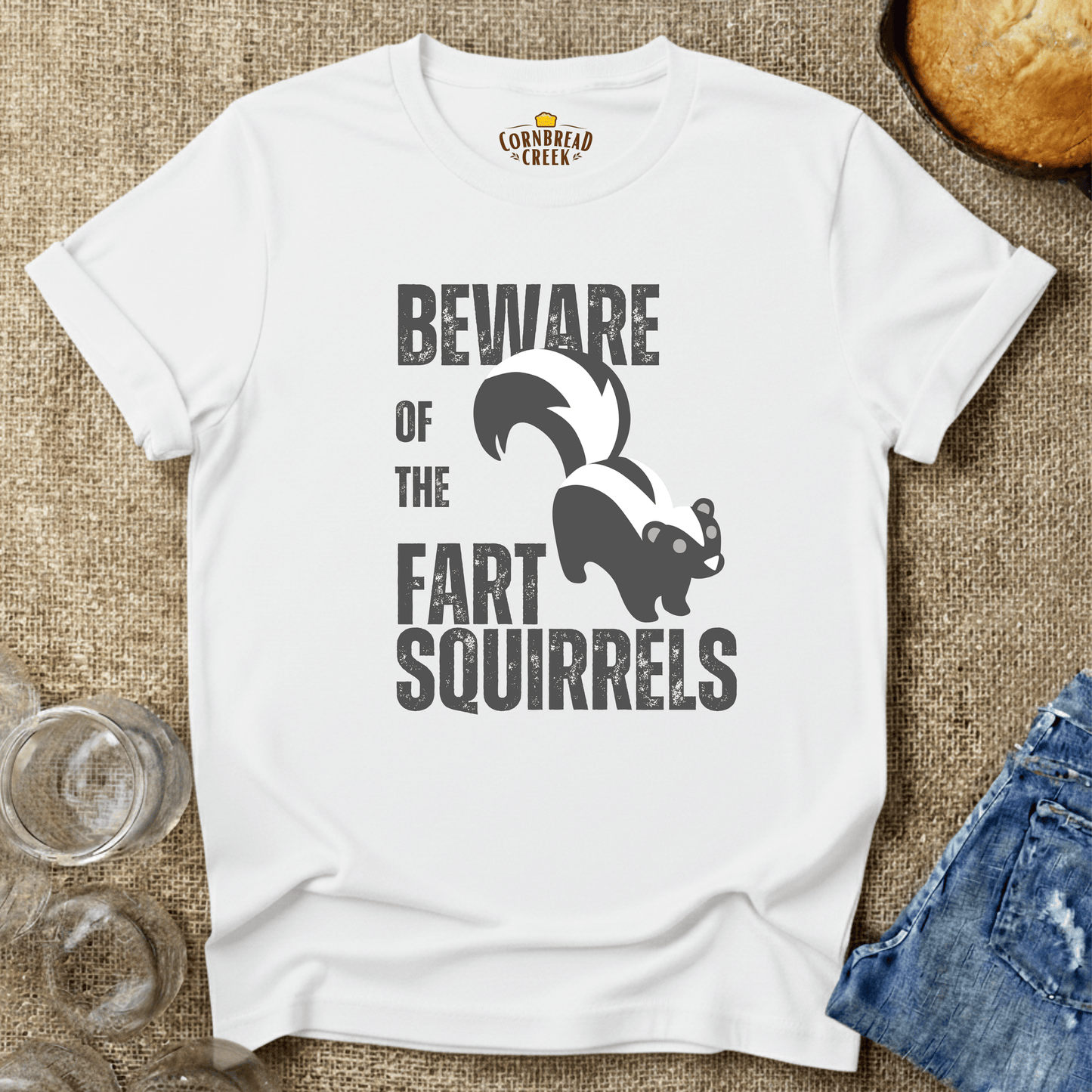 Beware Of The Fart Squirrels T-Shirt Chicken and Rural Homestead Graphic tee Cornbread Creek