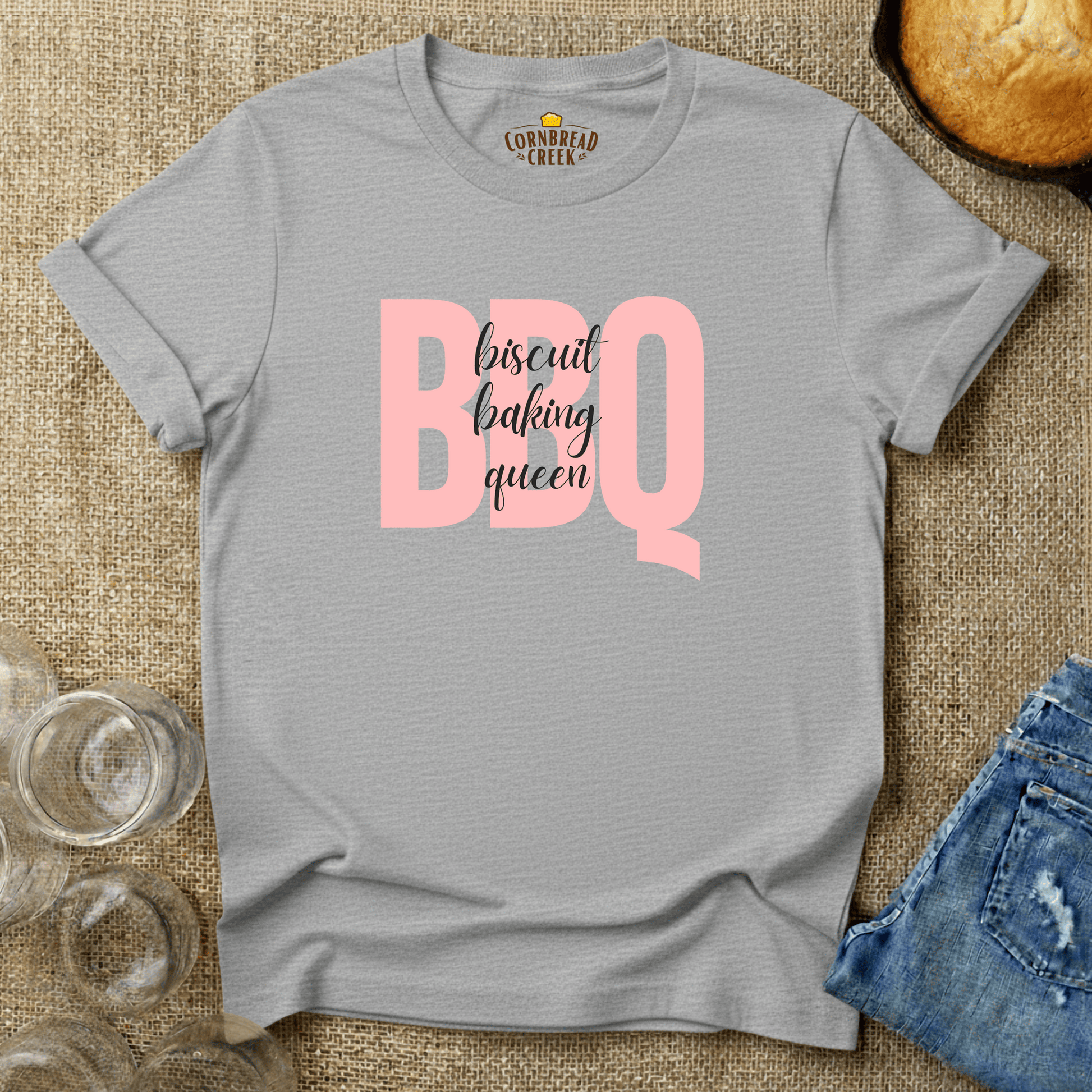 Biscuit Baking Queen with Elegance T-Shirt Chicken and Rural Homestead Graphic tee Cornbread Creek