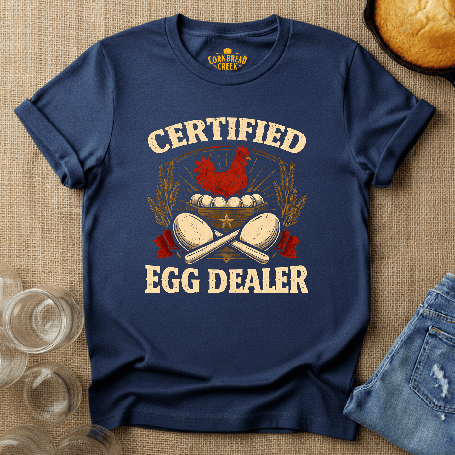 Certified Egg Dealer T-Shirt Chicken and Rural Homestead Graphic tee Cornbread Creek