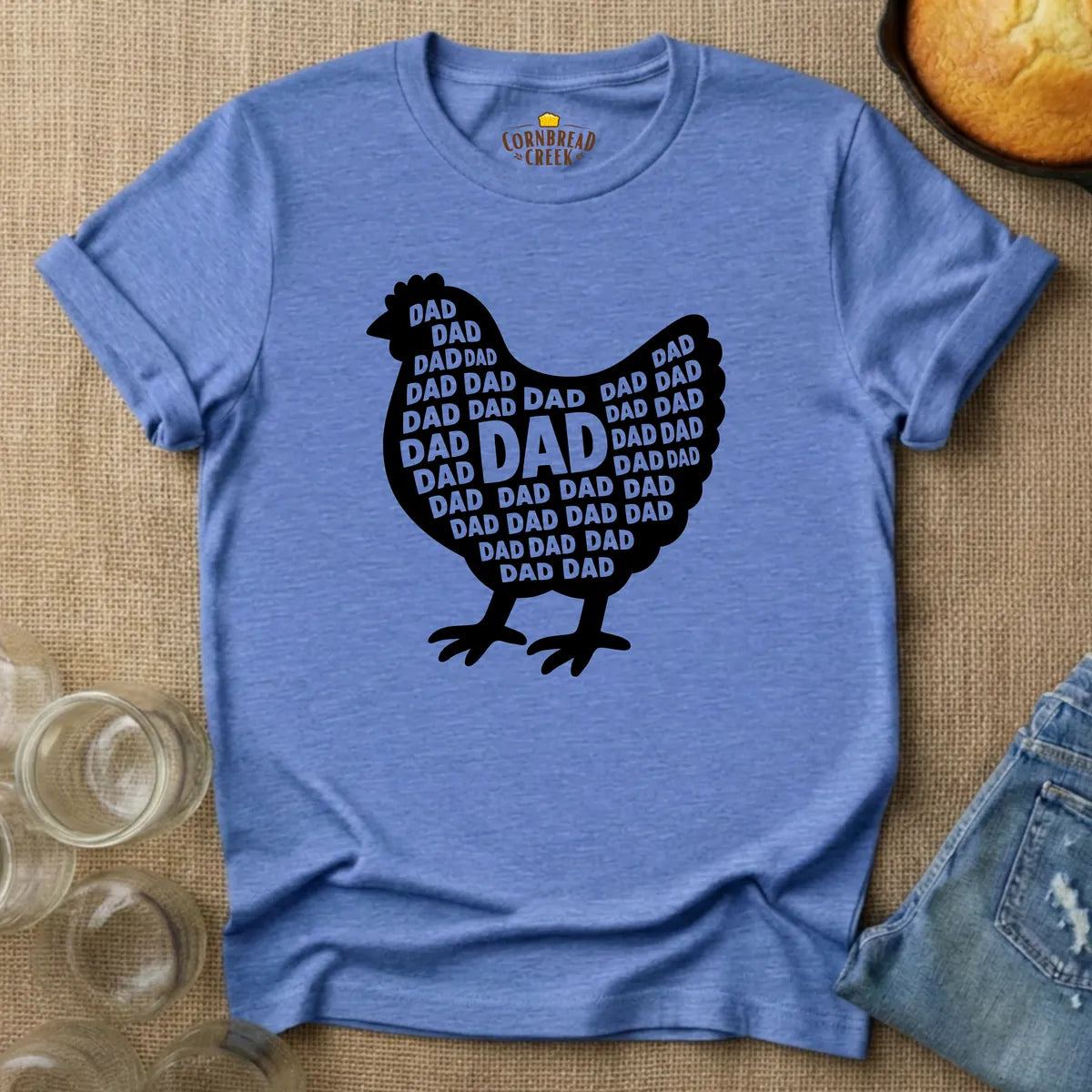 Chicken Dad Silhouette T-Shirt Chicken and Rural Homestead Graphic tee Cornbread Creek