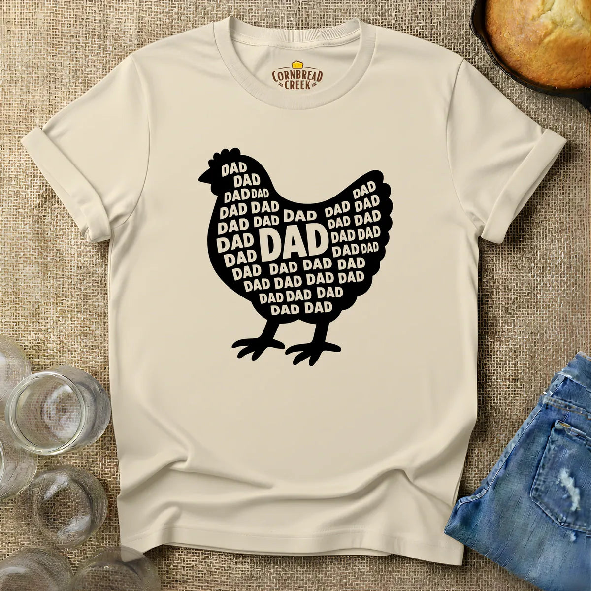 Chicken Dad Silhouette T-Shirt Chicken and Rural Homestead Graphic tee Cornbread Creek