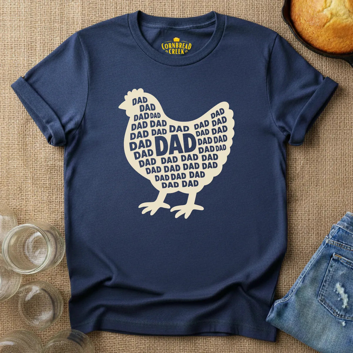 Chicken Dad Silhouette T-Shirt Chicken and Rural Homestead Graphic tee Cornbread Creek