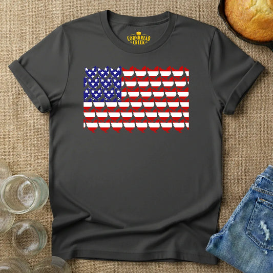 Chicken Flag T-Shirt T-Shirt Chicken and Rural Homestead Graphic tee Cornbread Creek