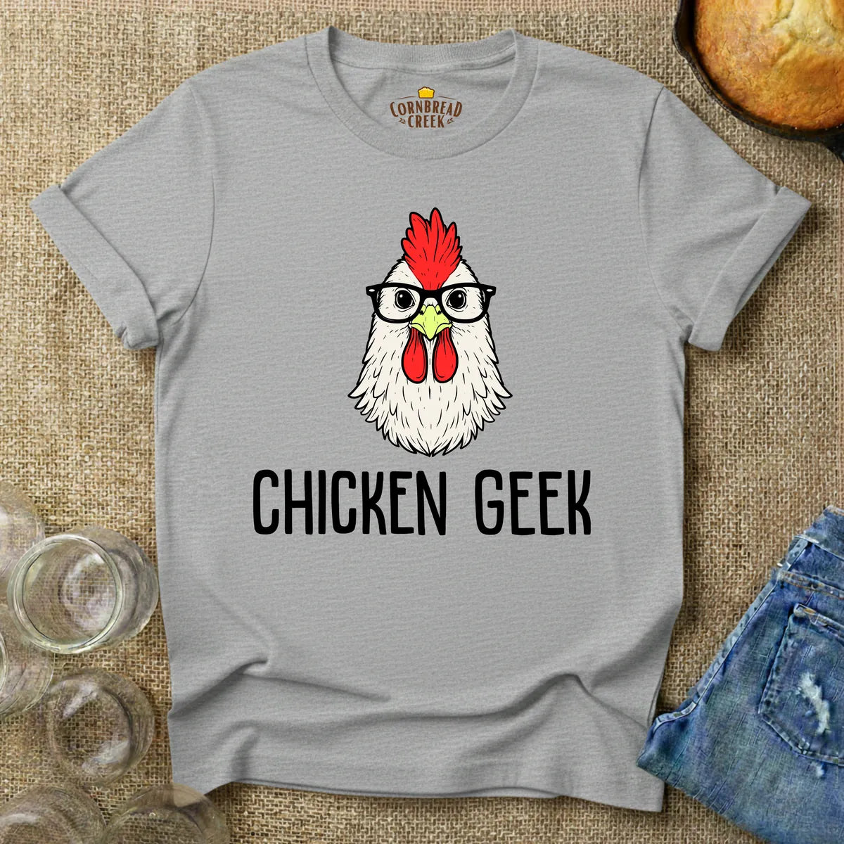 Chicken Geek T-Shirt Chicken and Rural Homestead Graphic tee Cornbread Creek