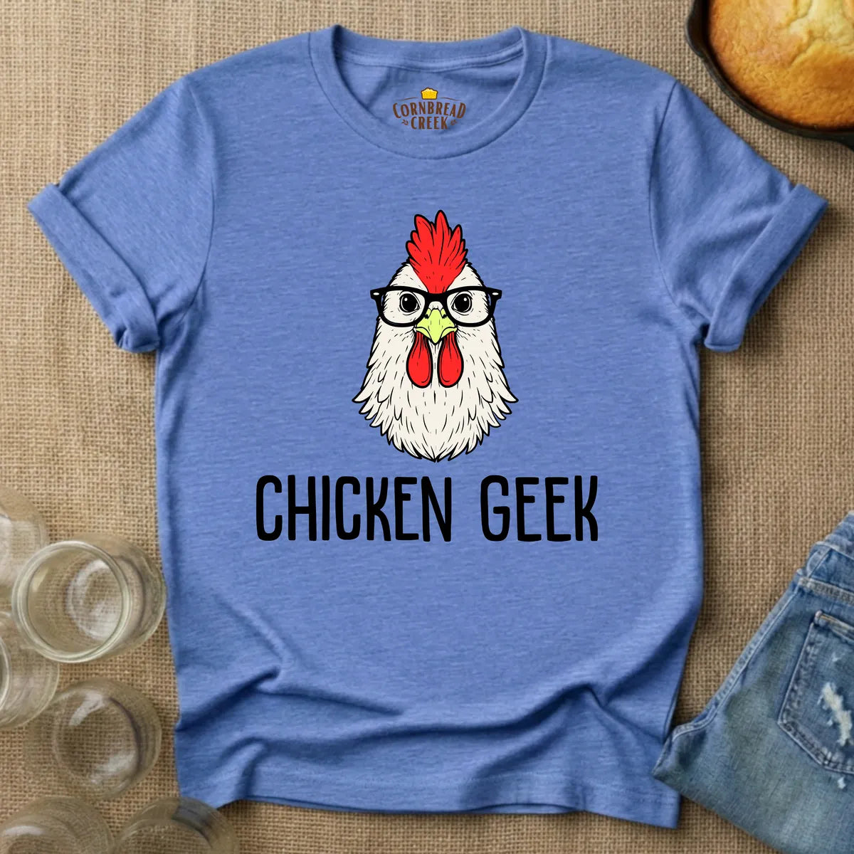 Chicken Geek T-Shirt Chicken and Rural Homestead Graphic tee Cornbread Creek