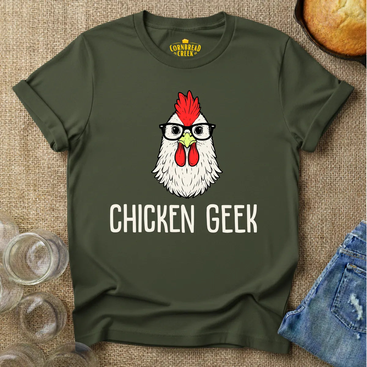 Chicken Geek T-Shirt Chicken and Rural Homestead Graphic tee Cornbread Creek