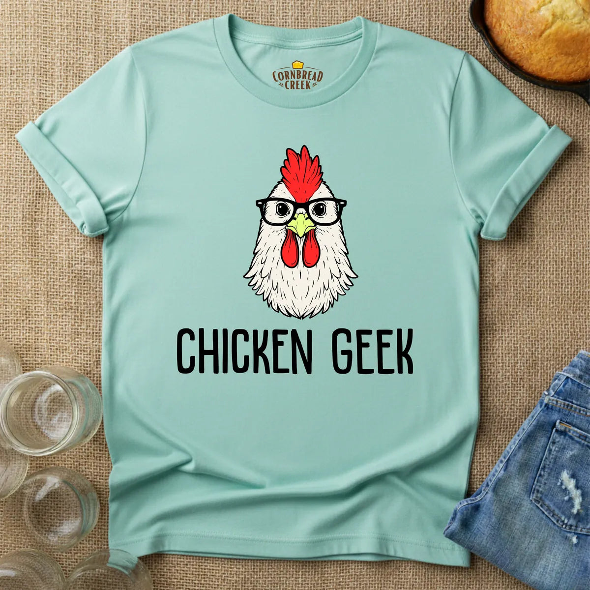 Chicken Geek T-Shirt Chicken and Rural Homestead Graphic tee Cornbread Creek