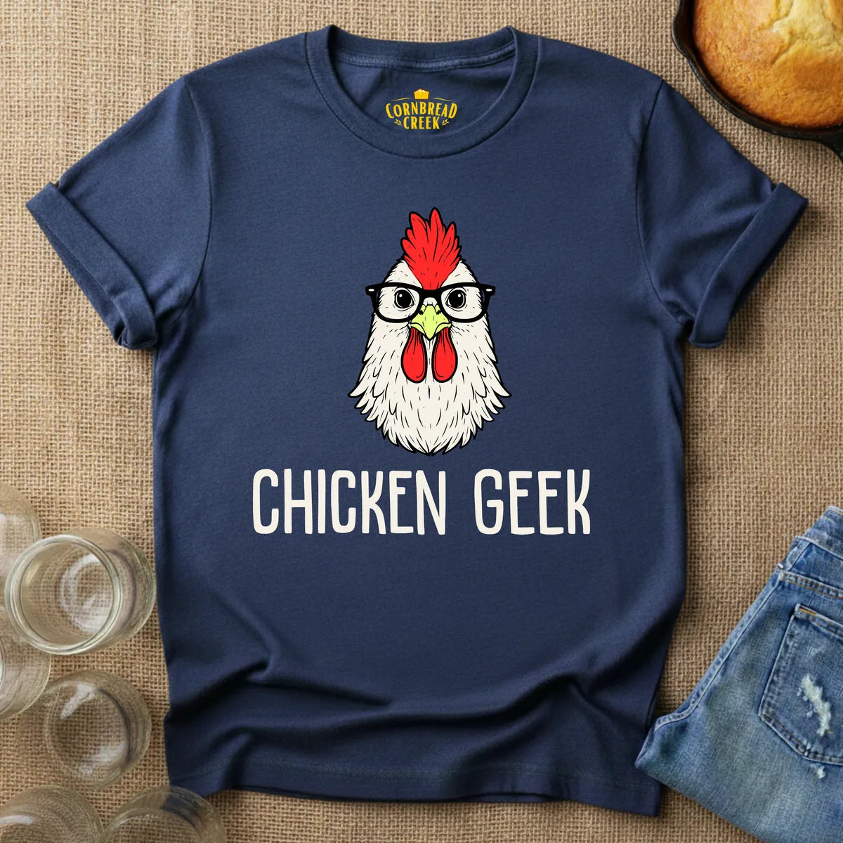 Chicken Geek T-Shirt Chicken and Rural Homestead Graphic tee Cornbread Creek