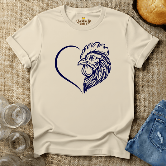 Chicken Hearted T-Shirt Chicken and Rural Homestead Graphic tee Cornbread Creek