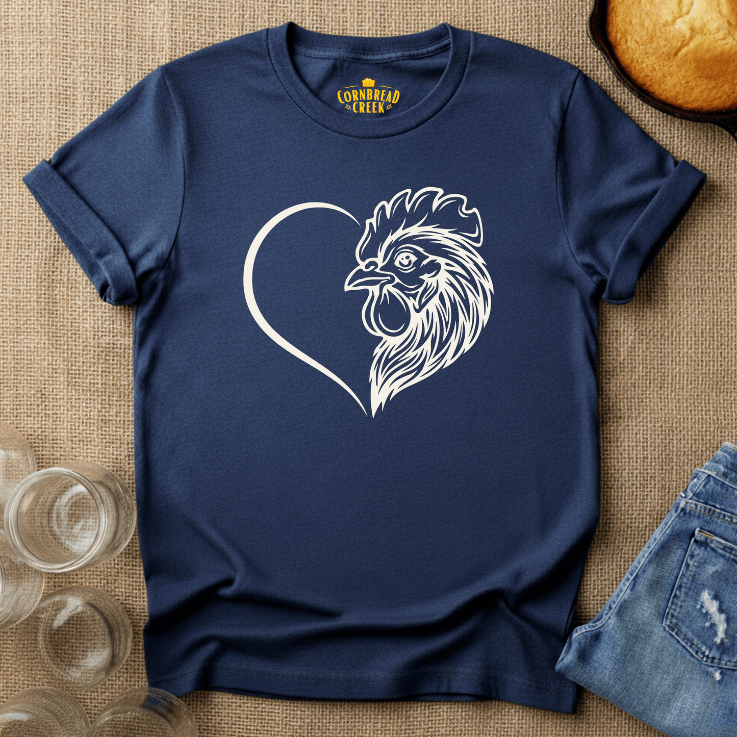 Chicken Hearted T-Shirt Chicken and Rural Homestead Graphic tee Cornbread Creek