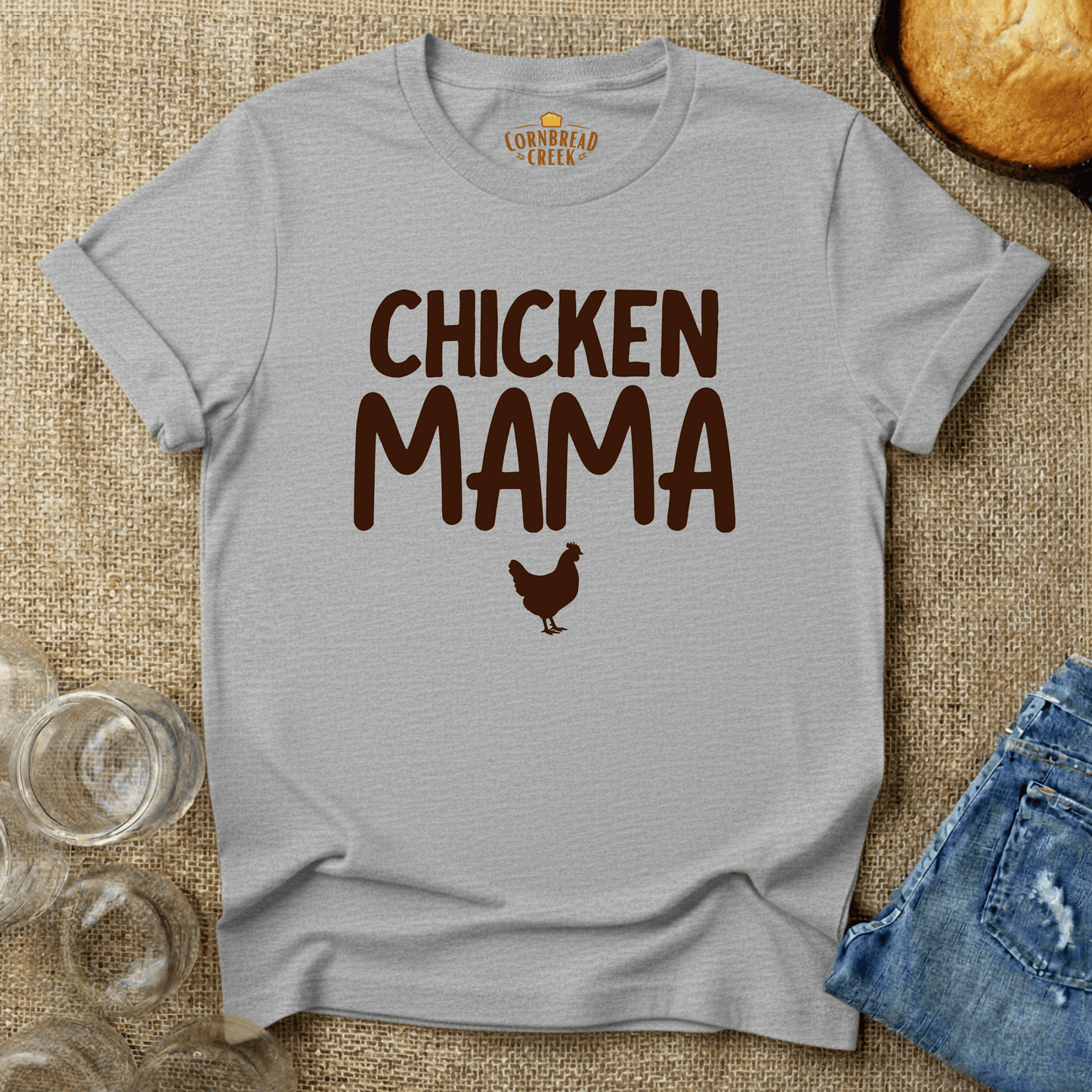 Chicken Mama T-Shirt Chicken and Rural Homestead Graphic tee Cornbread Creek