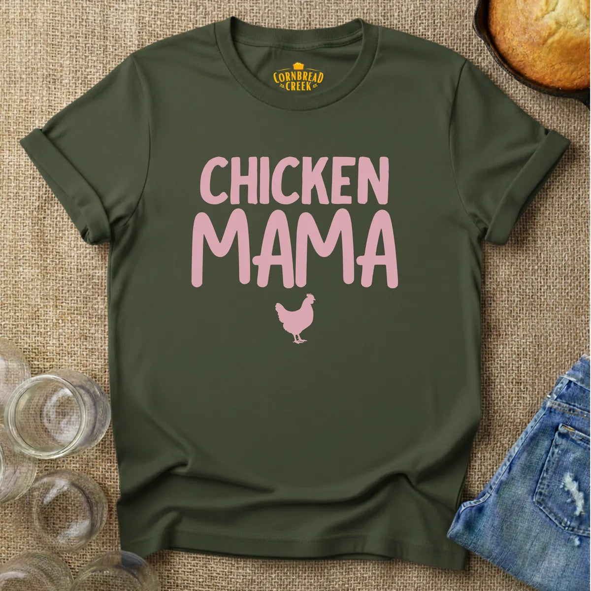 Chicken Mama T-Shirt Chicken and Rural Homestead Graphic tee Cornbread Creek
