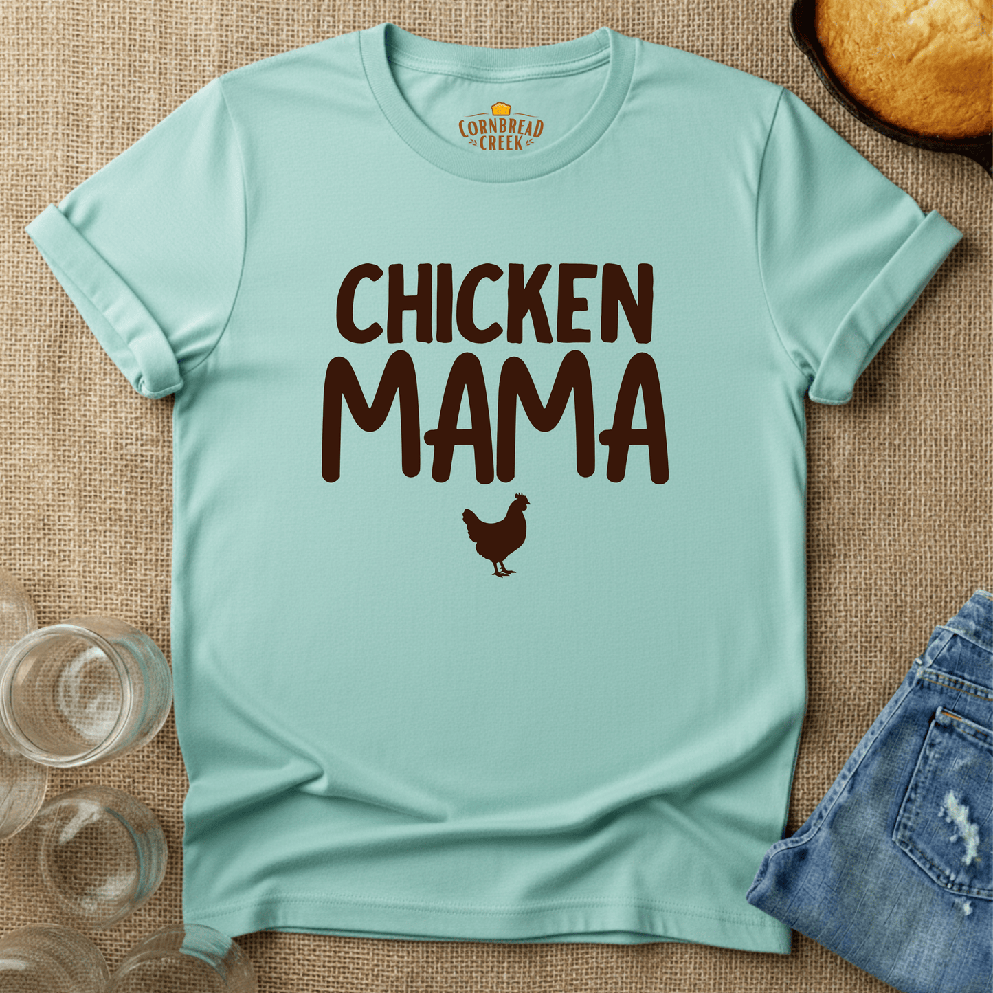 Chicken Mama T-Shirt Chicken and Rural Homestead Graphic tee Cornbread Creek