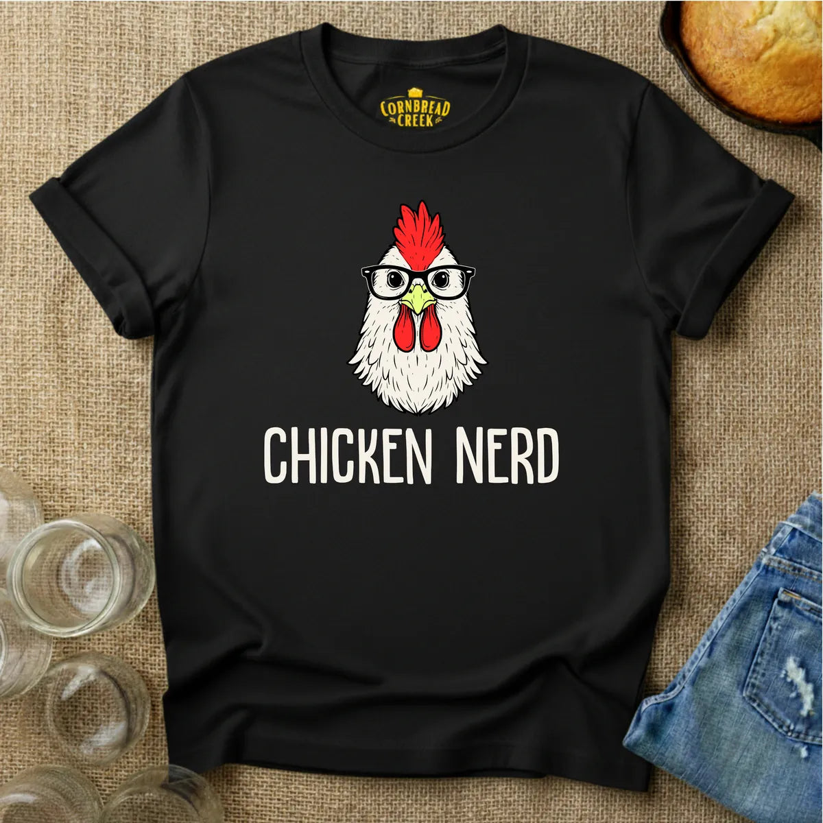 Chicken Nerd T-Shirt Chicken and Rural Homestead Graphic tee Cornbread Creek