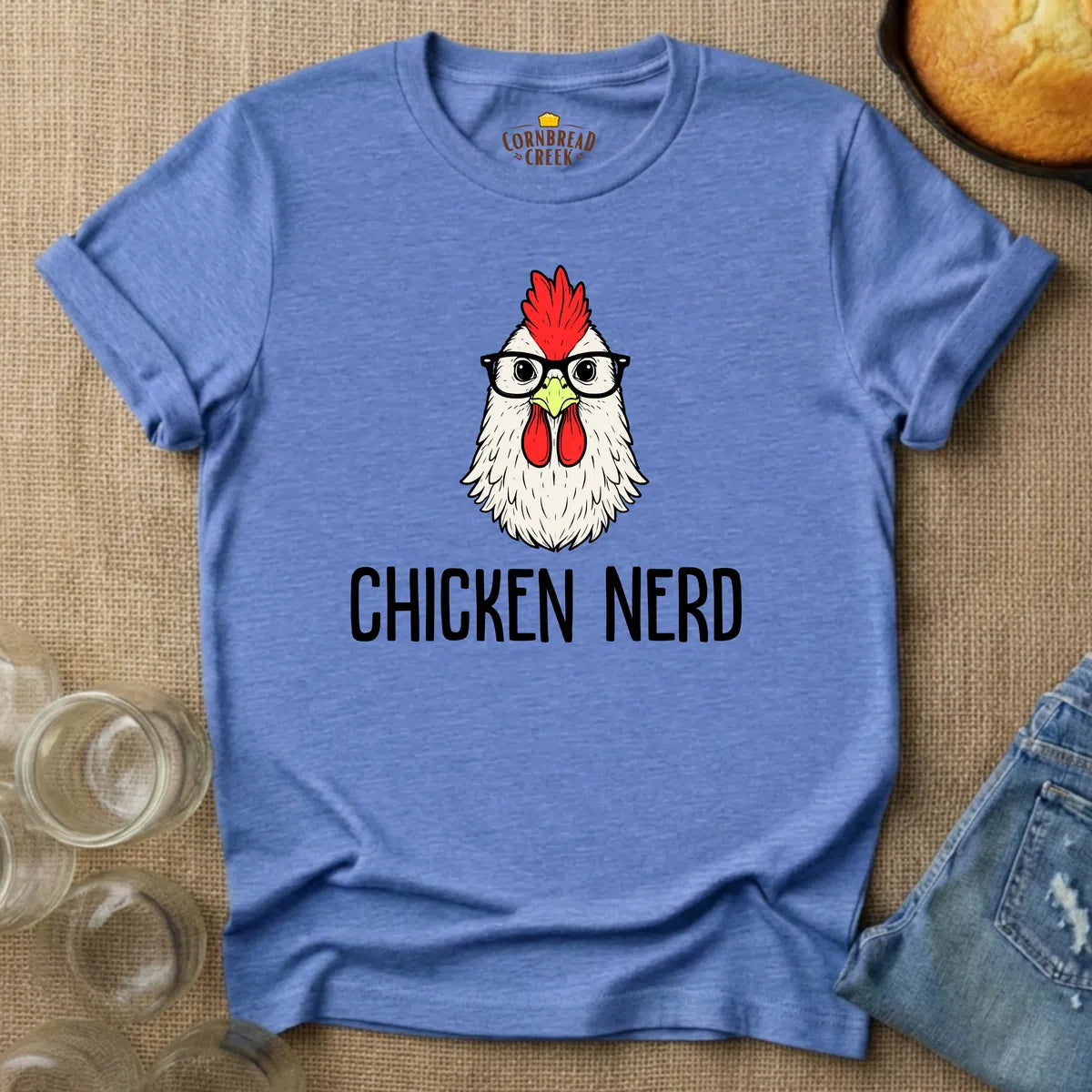 Chicken Nerd T-Shirt Chicken and Rural Homestead Graphic tee Cornbread Creek