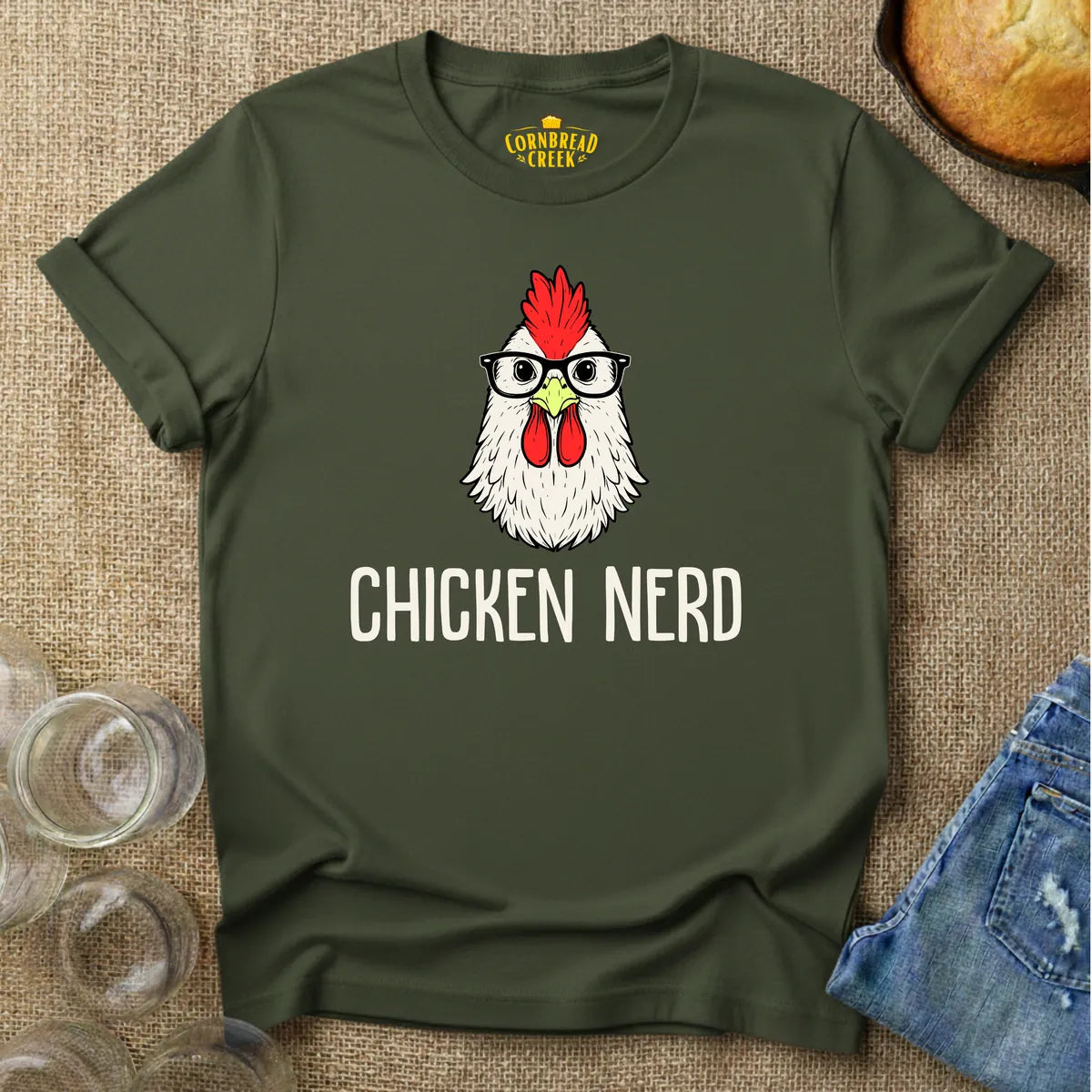 Chicken Nerd T-Shirt Chicken and Rural Homestead Graphic tee Cornbread Creek