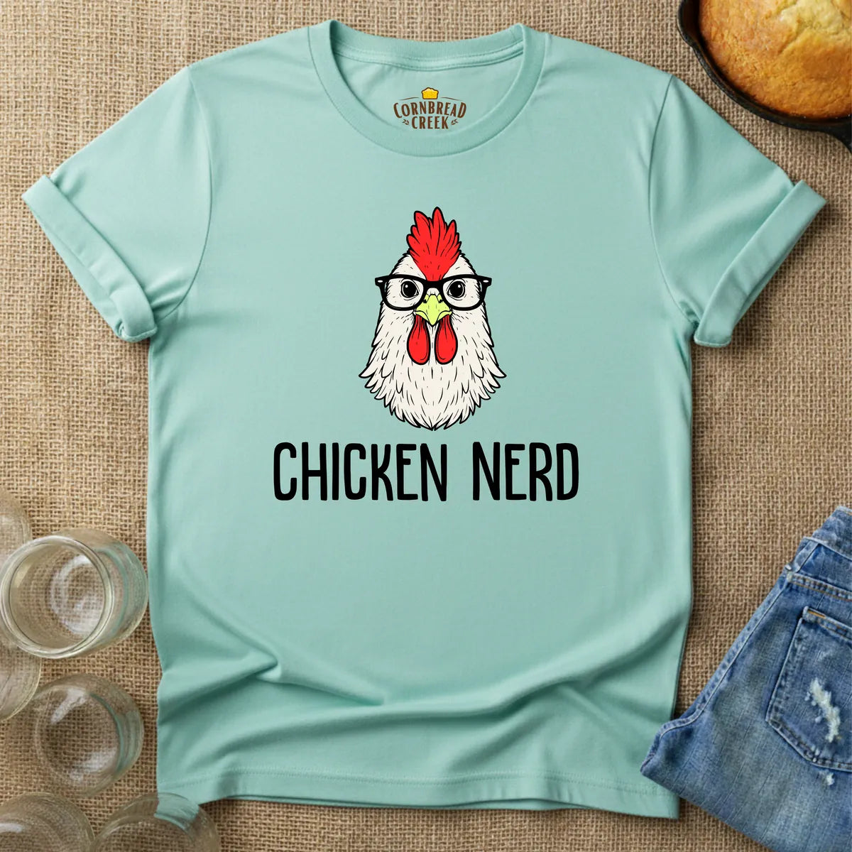 Chicken Nerd T-Shirt Chicken and Rural Homestead Graphic tee Cornbread Creek
