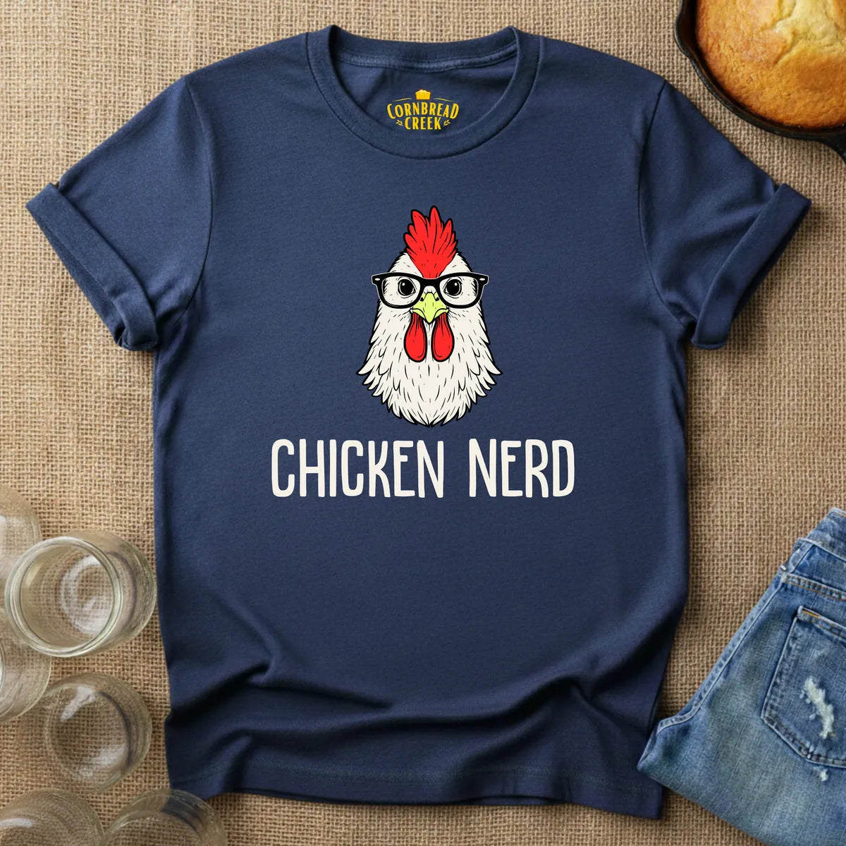 Chicken Nerd T-Shirt Chicken and Rural Homestead Graphic tee Cornbread Creek