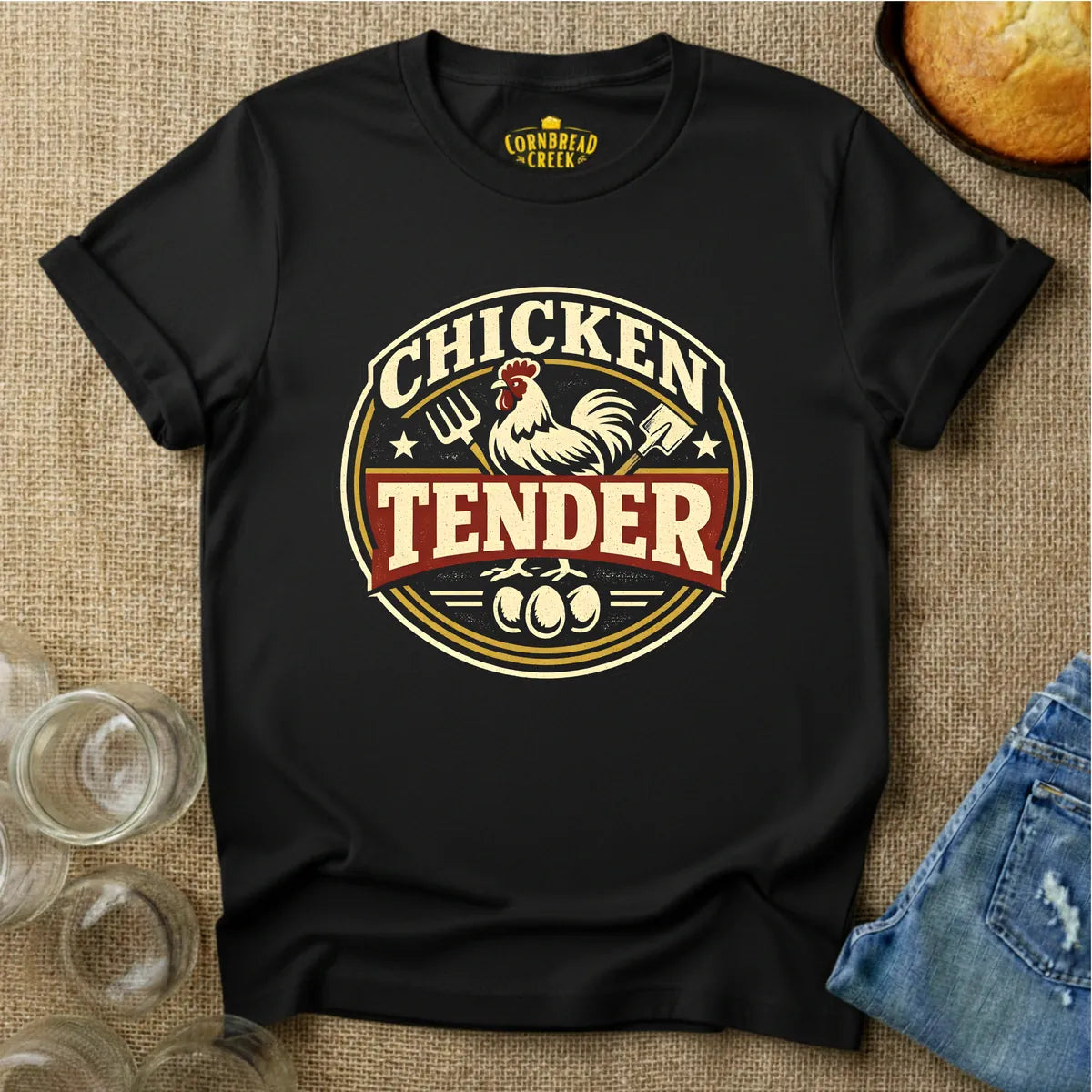 Chicken Tender T-Shirt Chicken and Rural Homestead Graphic tee Cornbread Creek