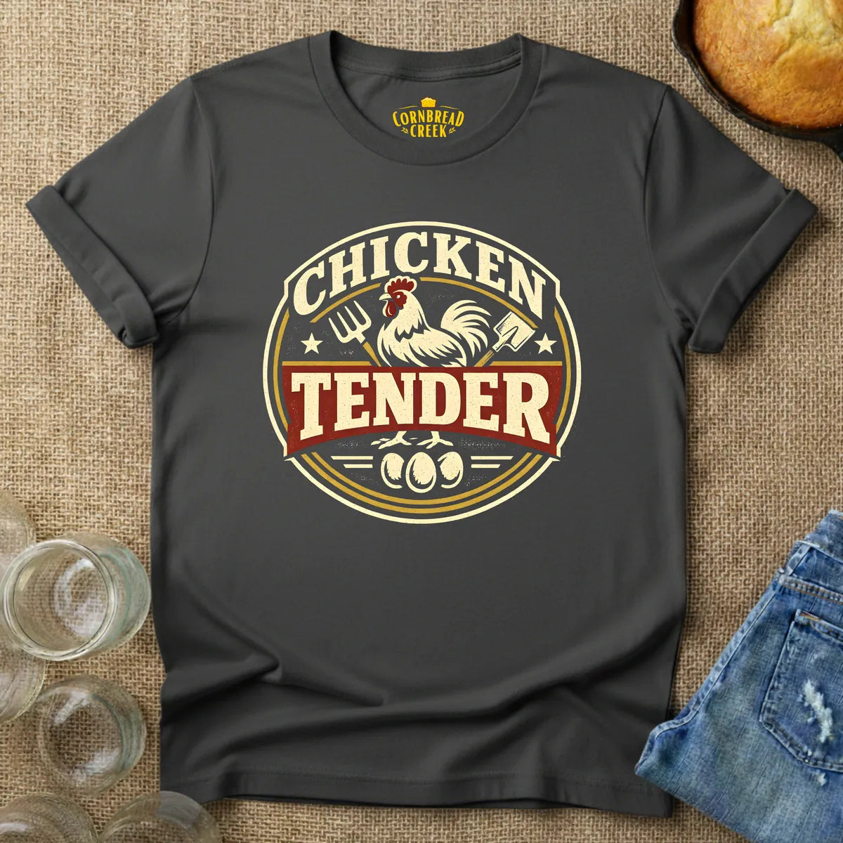 Chicken Tender T-Shirt Chicken and Rural Homestead Graphic tee Cornbread Creek