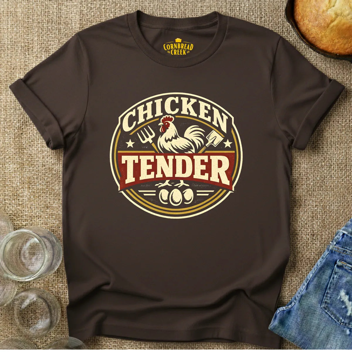 Chicken Tender T-Shirt Chicken and Rural Homestead Graphic tee Cornbread Creek