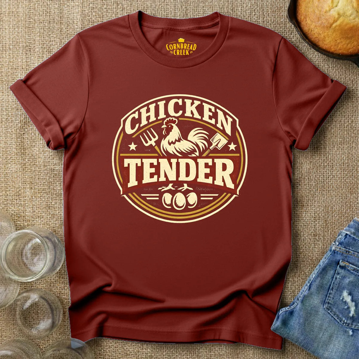 Chicken Tender T-Shirt Chicken and Rural Homestead Graphic tee Cornbread Creek