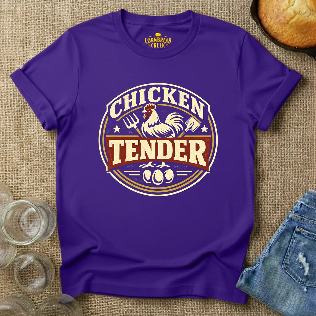 Chicken Tender T-Shirt Chicken and Rural Homestead Graphic tee Cornbread Creek