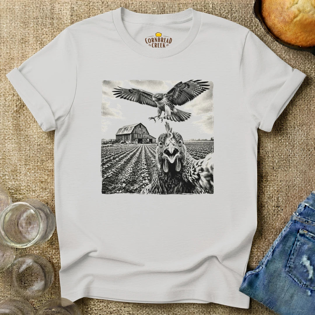 Cluck Selfie T-Shirt Chicken and Rural Homestead Graphic tee Cornbread Creek
