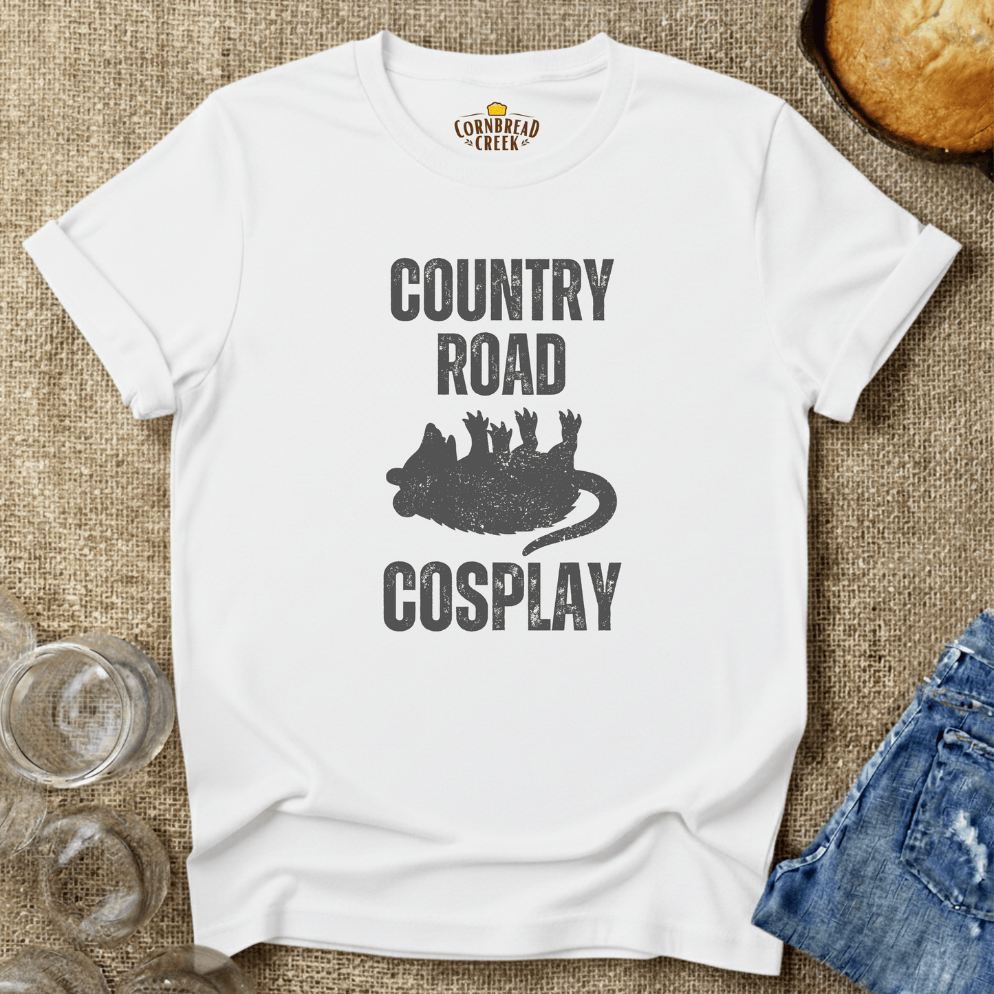 Country Road Cosplay T-Shirt Chicken and Rural Homestead Graphic tee Cornbread Creek