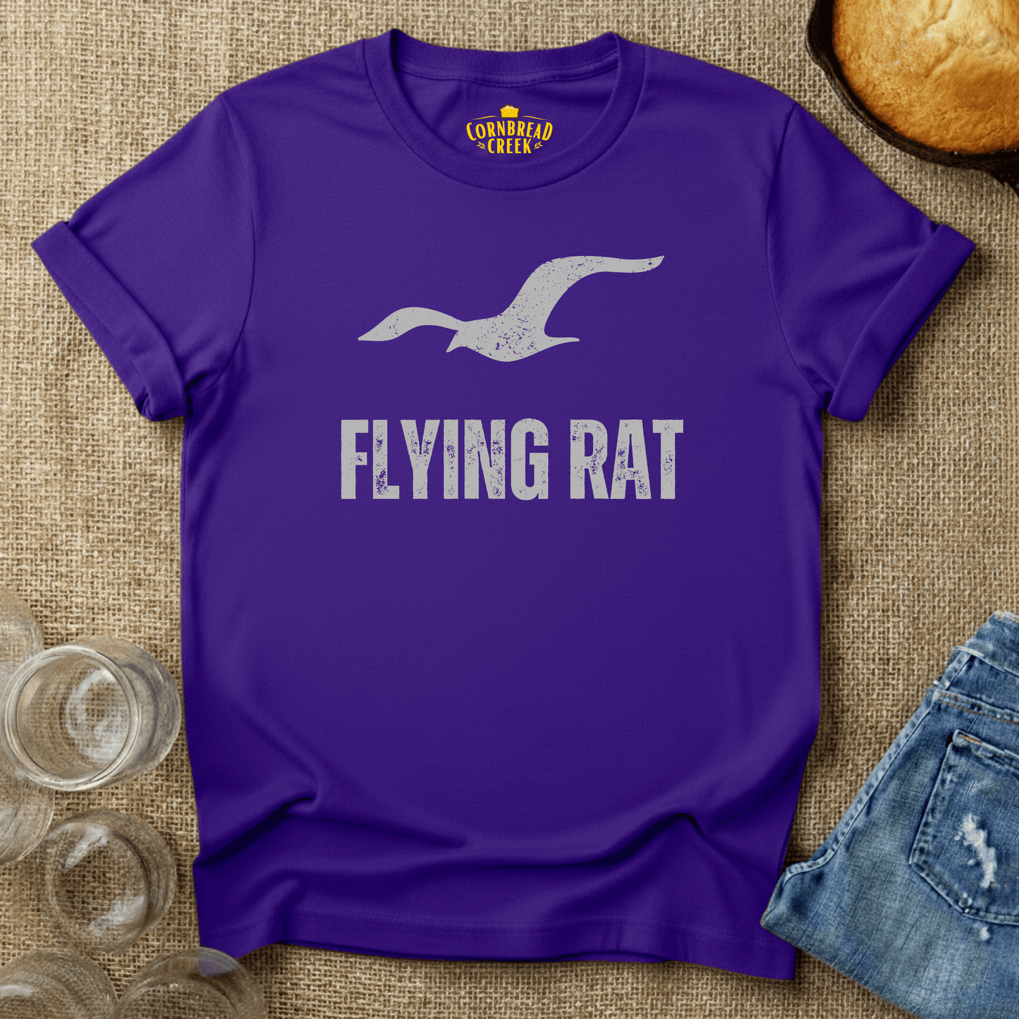 Flying Rat T-Shirt Chicken and Rural Homestead Graphic tee Cornbread Creek